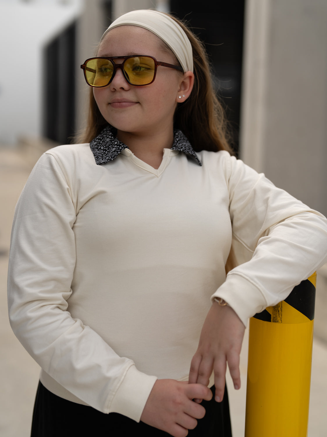 The Printed Collar Tee (Ecru)