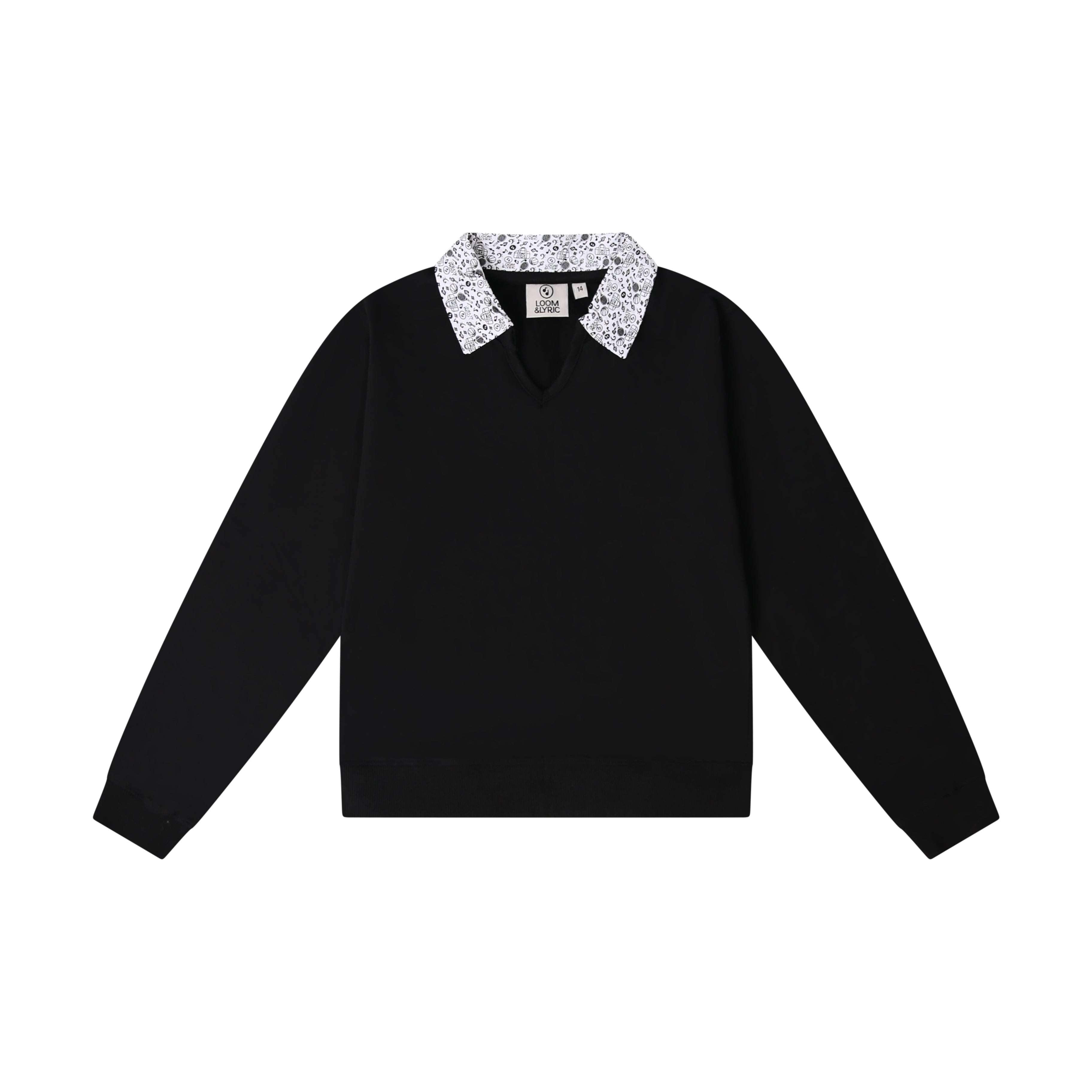 The Printed Collar Tee (Black)